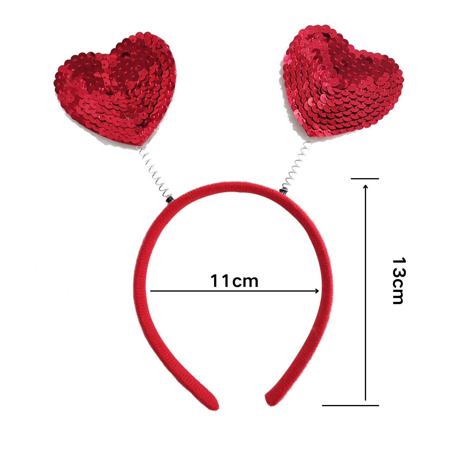 Aiupuoc Valentine'S Day Heart Headband Red Sequins Hair Band Hair Hoop Hair Accessories Red Love Heart Shaped Sequin Design Head