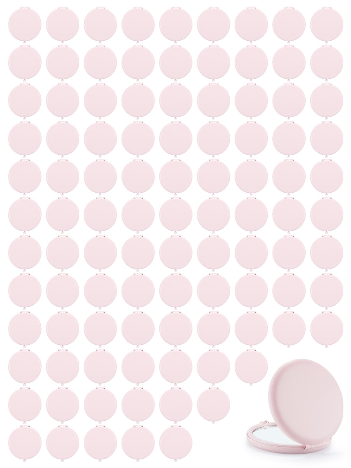 Getinbulk Compact Mirror Bulk, Set Of 100 Double-Sided 1X/2X Magnifying Metal Pocket Makeup Mirrors(Round, Pink Marshmallow)