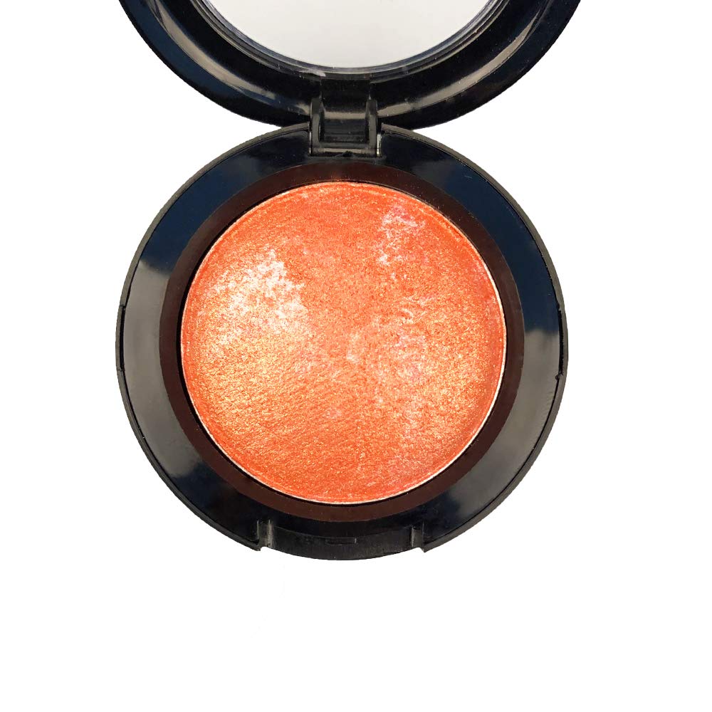 Mallofusa Single Shade Baked Eye Shadow Powder Palette Glitter Makeup Kit In Shimmer 15 Metallic Colors (Pumpkin Orange) 8G/0.28