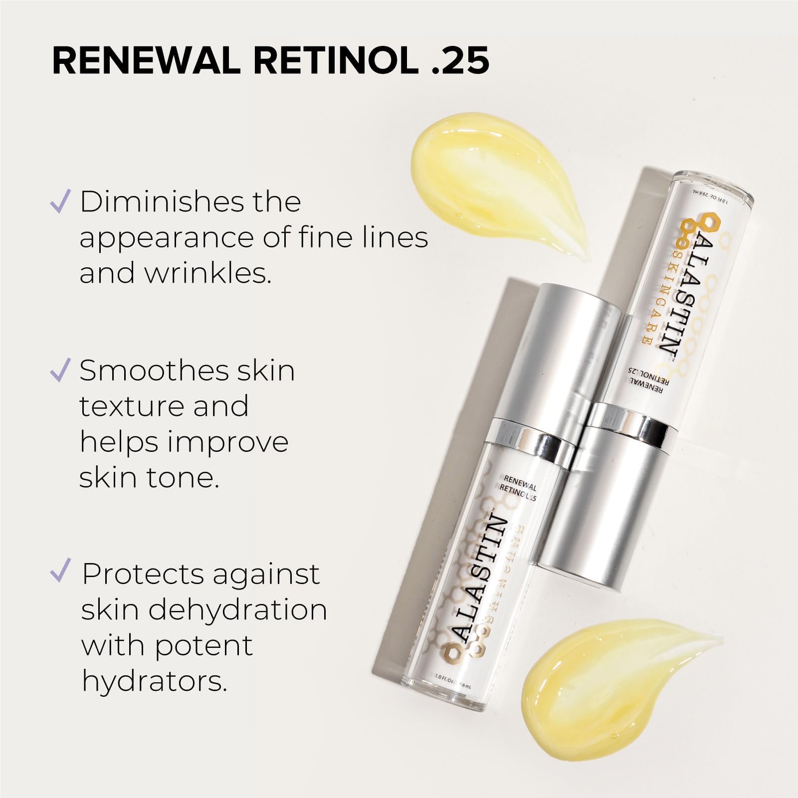 ALASTIN Skincare Skin Renewal Retinol Face Serum (.25 Strength, 1.0 oz) | Anti-Aging, Diminishes Fine Lines & Wrinkles | Repair
