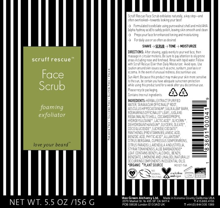 Mga Vegan Face Scrub - Scruff Rescue Face Scrub, Daily Exfoliator & Face Wash For Deep Cleaning  Prevents Blackheads & Ingrown H