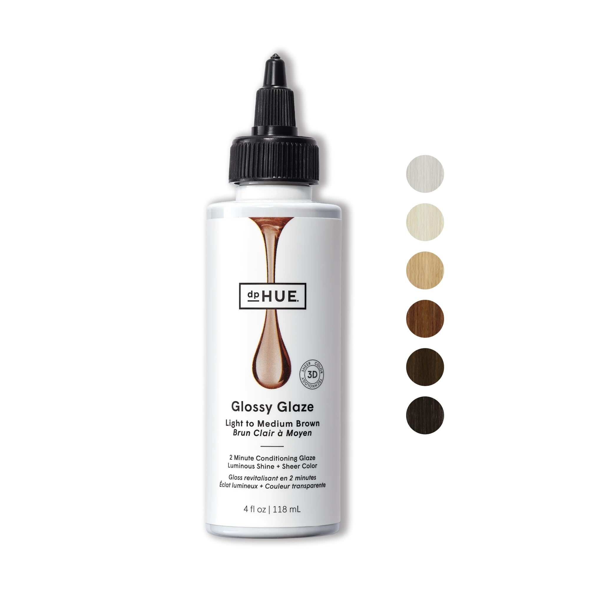 Dphue Glossy Glaze, Light-Medium Brown - 4 Fl Oz - In-Shower Conditioning Glaze For Luminous Shine & Sheer Color - Paraben, Sls