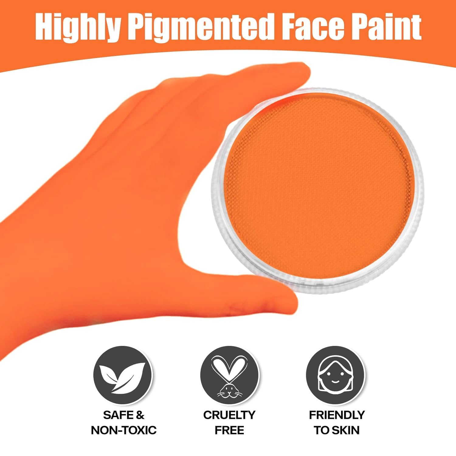 Go Ho Orange Face Paint Washable For Halloween Makeup,Creamy To Gel Water Based Orange Body Paint Full Coverage Forcosplay Sfx C