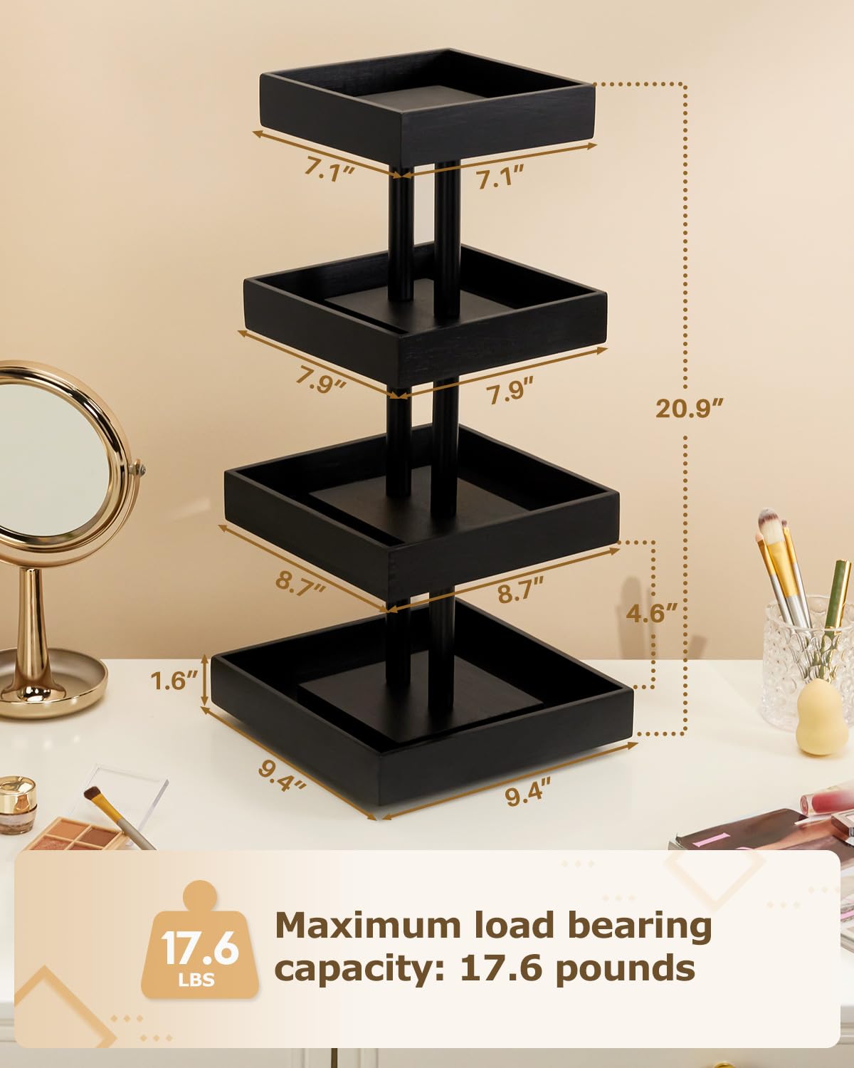 Homde Nail Polish Organizer For 120-212 Bottles, 360 Rotating Nail Polish Rack Holder, Display Storage Shelf For Fingernail Stan