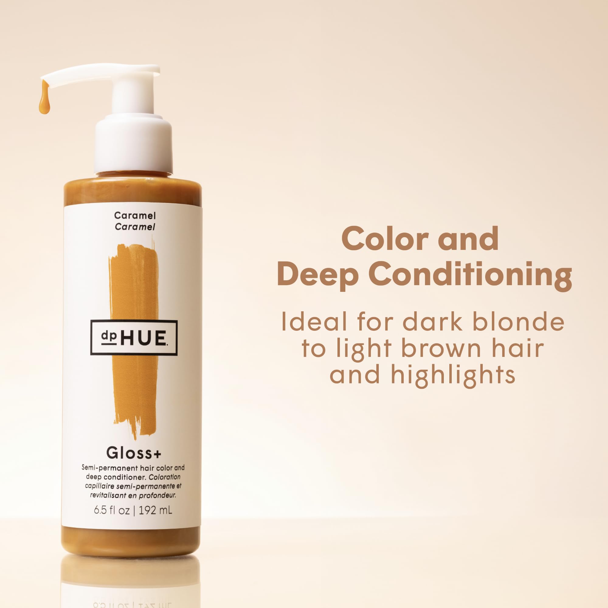 dpHUE Gloss+, Caramel - Conditioning Semi-Permanent Gloss - For Dark Blonde & Light Brown Hair with Golden Tones - No Mix Deposi