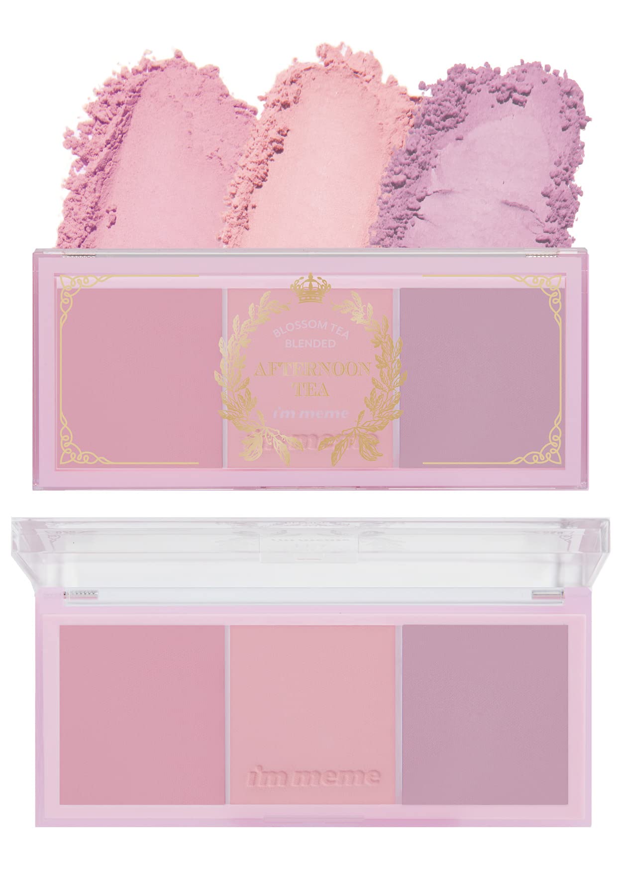I'm Meme Palette - Afternoon Tea Blusher | Blossom Tea Blended, Cool Tone Blush for Cheek, Soft Pink, Peach, Lavender, 3 Shades 