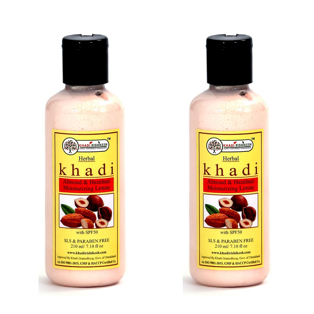 Khadi Rishikesh Herbal Almond & Hezelnut Moisturizing Lotion Combo Set Pack Of 2 X 210 Ml (420 Ml)