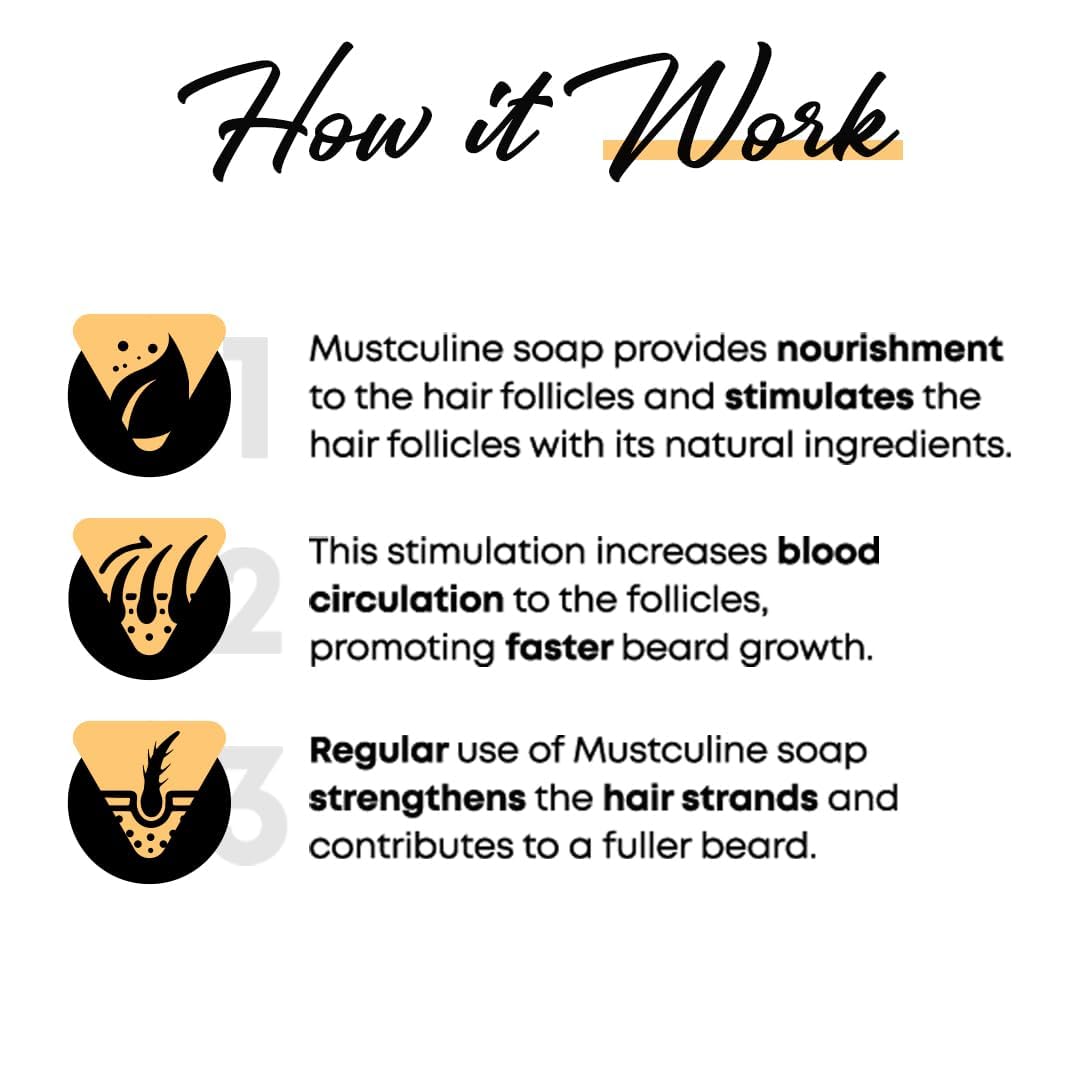 Mustculine Beard Shampoo Bar, Clean Your Beard With Growth And Hair Loss Effect, Hair Growth Shampoo Bar (4 Package)