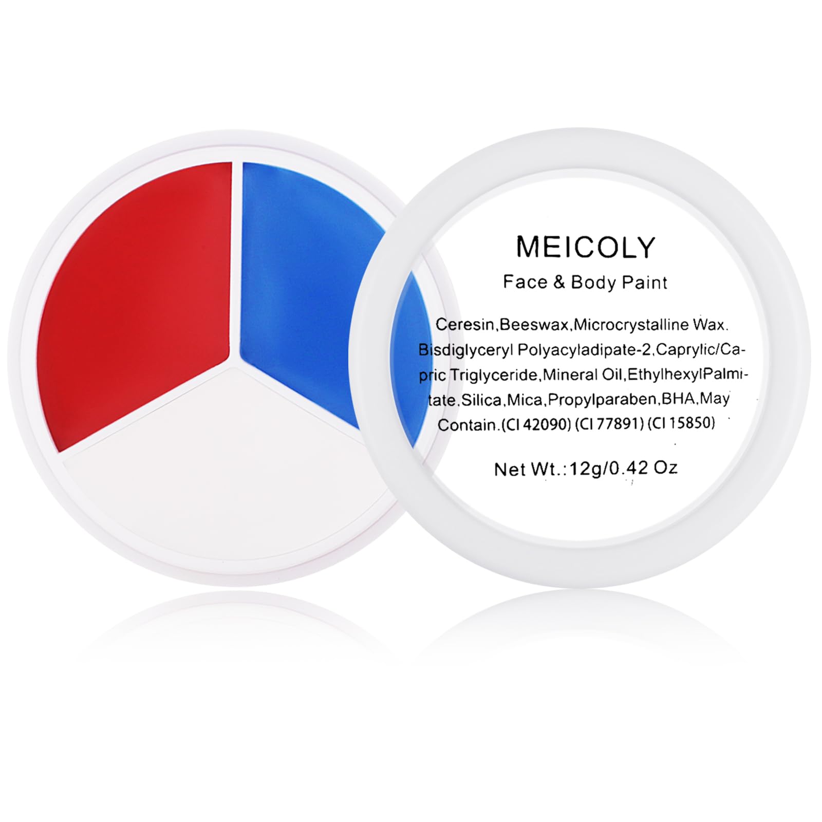 MEICOLY Red White Blue Face Paint Palette,4th of July Patriotic Face Body Paint,Independence Day USA Flag Face Painting for Kids