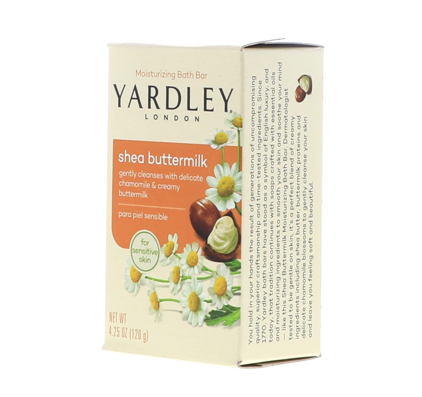 Yardley London Sensitive Skin Shea Buttermilk Bar Soap, 4.25 Oz (Pack Of 12)