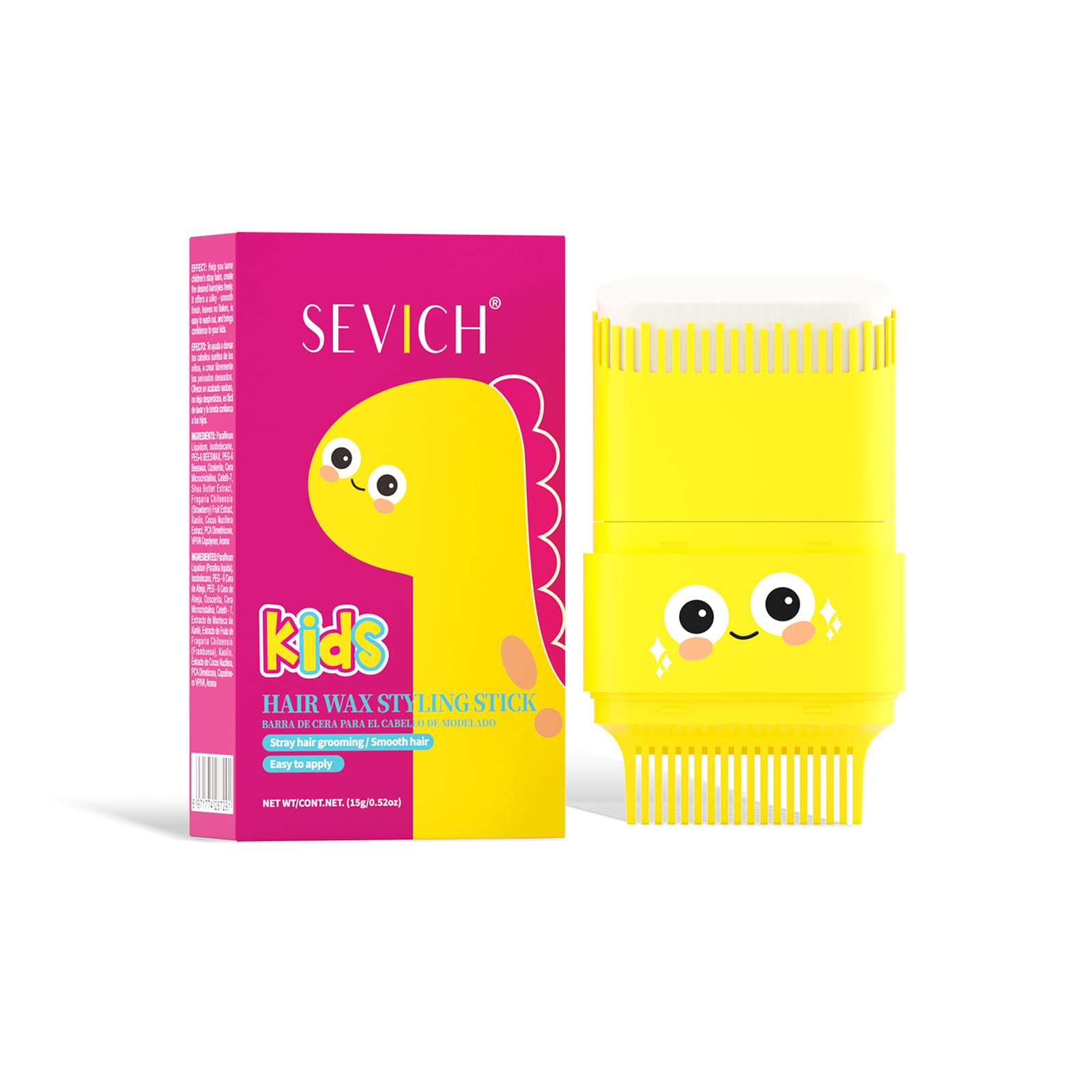 SEVICH Hair Wax Stick for Kids with Comb,Angled & Flat Double Comb for Flyaway Hair & Frizz Control,Gentle Moisturizing Formula 