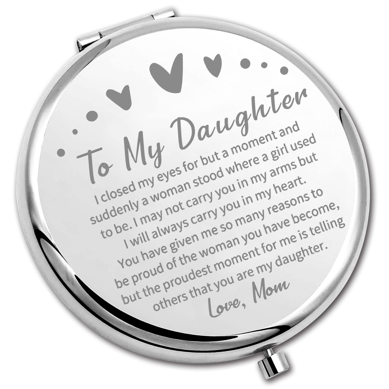 Pliti To My Daughter Compact Mirror From Mom Dad Daughter Graduation Gift Daughter Inspirational Pocket Mirror (Daughter Closed