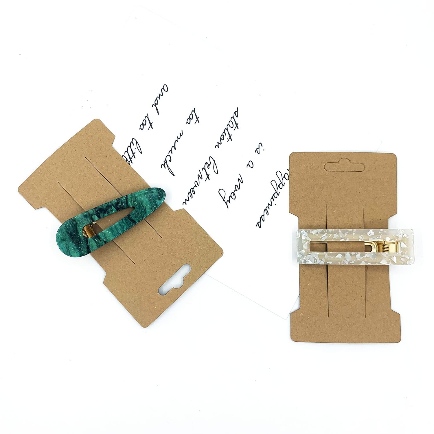 Doromy 100 Packs Hair Clip Display Cards Rectangular Hair Barrettes Jewelry Display Holder Brown Kraft Paper Cards Hair Bow Hold
