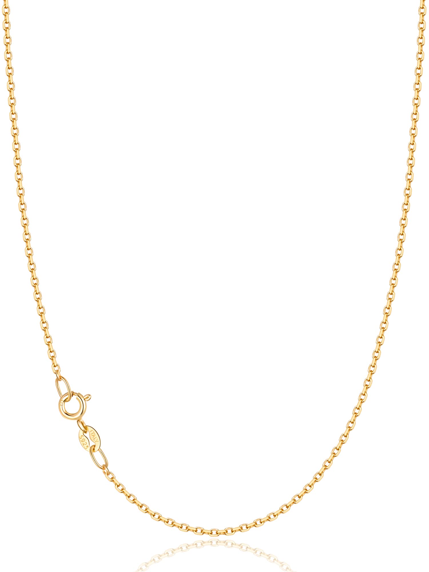 Jewlpire Solid 18k Over Gold Chain Necklace for Women, 1.3mm Thin & Dainty & Sturdy Gold Cable Gold Women 's Chain Necklaces, 16