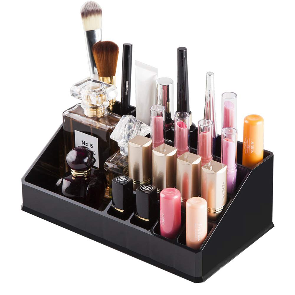 Inovera (Label) 16 Compartment Cosmetic Display Cases Makeup Jewelry Lipstick Storage Organizer Holder Box, 21.2L X 12.5W X 7.8H