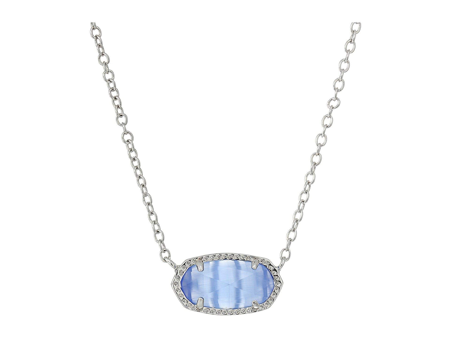 Kendra Scott Elisa Pendant Necklace for Women, Fashion Jewelry, Rhodium-Plated, Periwinkle Cat's Eye