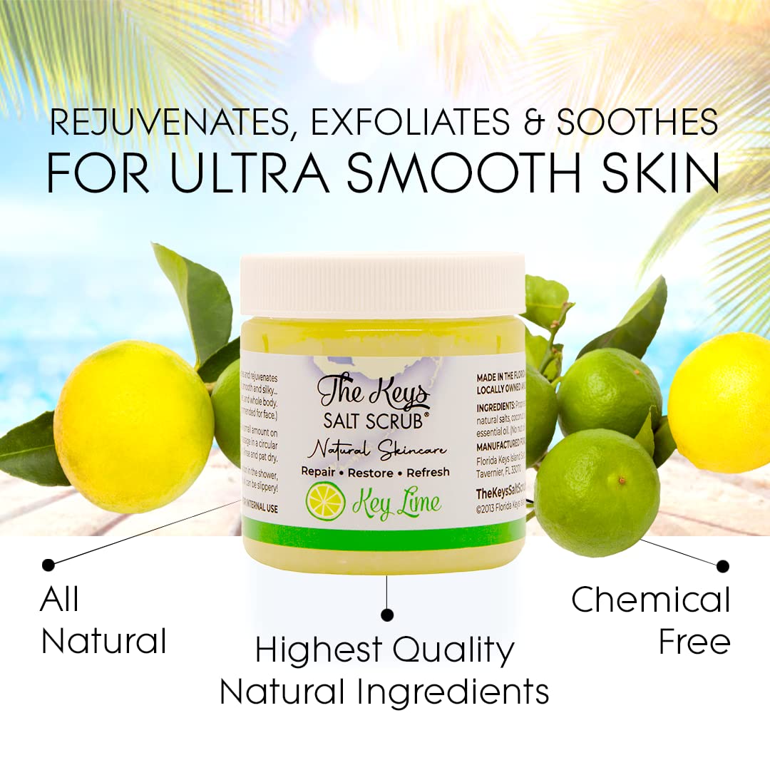 The Keys Sea Salt Scrub - Exfoliating Body Scrub & Wooden Spoon Foot Scrub & Hand Scrub For Men, Women - Made With Pure Florida