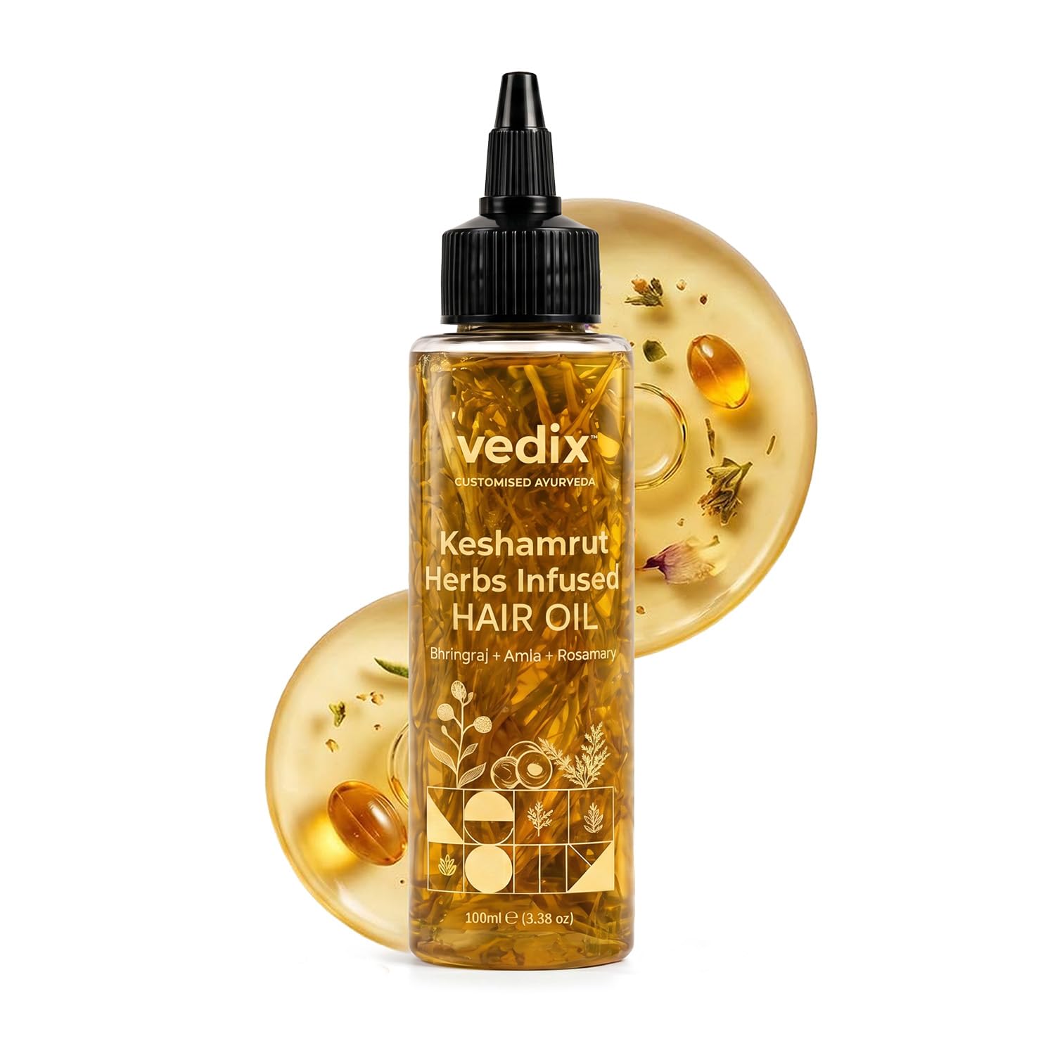 Vedix Keshamrut Herbs Infused Ayurvedic Hair Oil With Bhringraj, Amla & Rosemary I Control Hair Fall & Boost Hair Growth I 16+ W