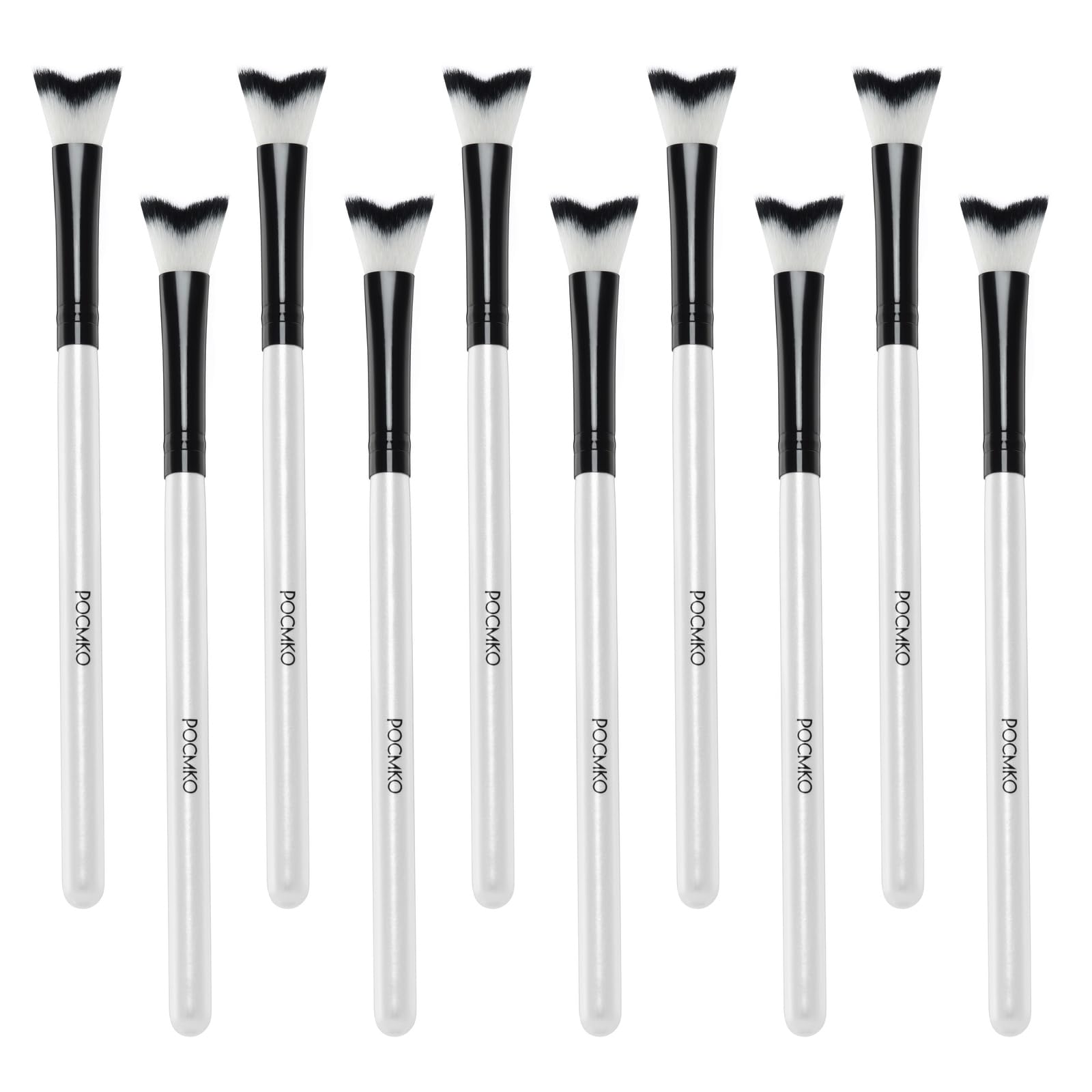 Pocmko 10 Pcs Curved Fluffy Lash Cleaning Brushes, Eyelash Extension Shampoo Cleansing Brush, Swoop Eyelash Cleanser Brushes, La