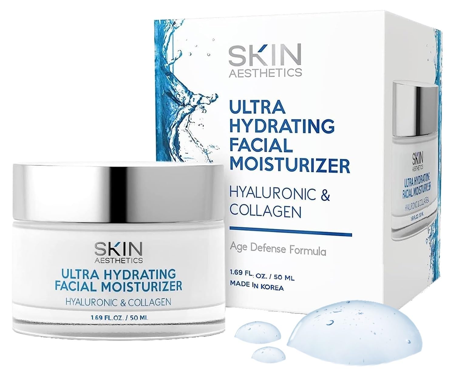 Skin Aesthetics Hyaluronic & Collagen Daily Face Moisturizer - Dermatologist Tested - Deeply Moisturizes, Anti-Aging Hydrating D