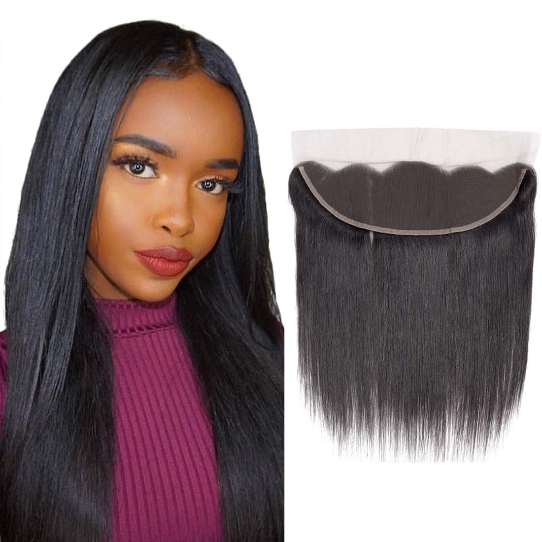 13x4 Lace Frontal Closure Human Hair 10 Inch Brazilian Straight Frontal HD Lace Closure 100% Virgin Human Hair Ear to Ear Lace F
