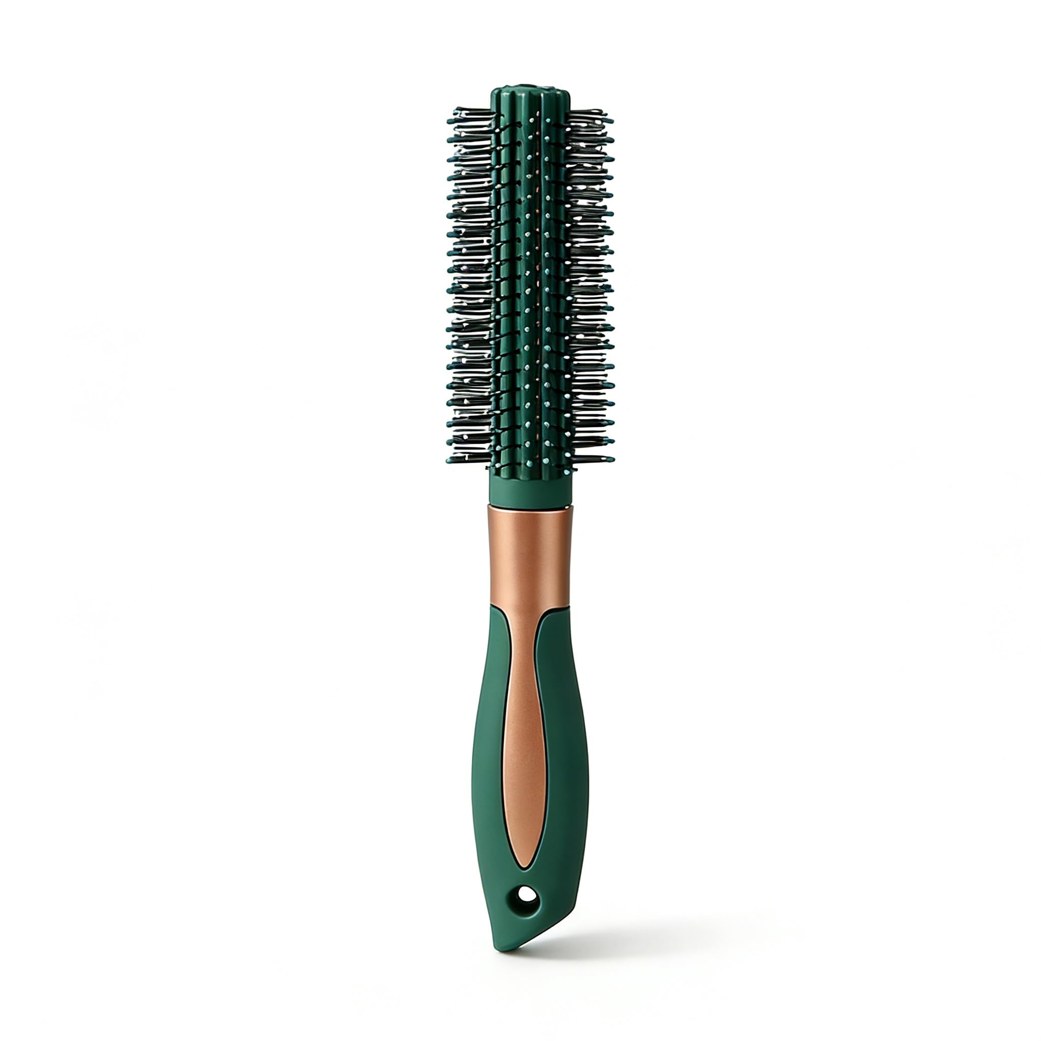 Green Curling Brush for Women, Round Hair Brush with Nylon Bristles, Professional Styling Brush for Blow Drying, Curling, Straig