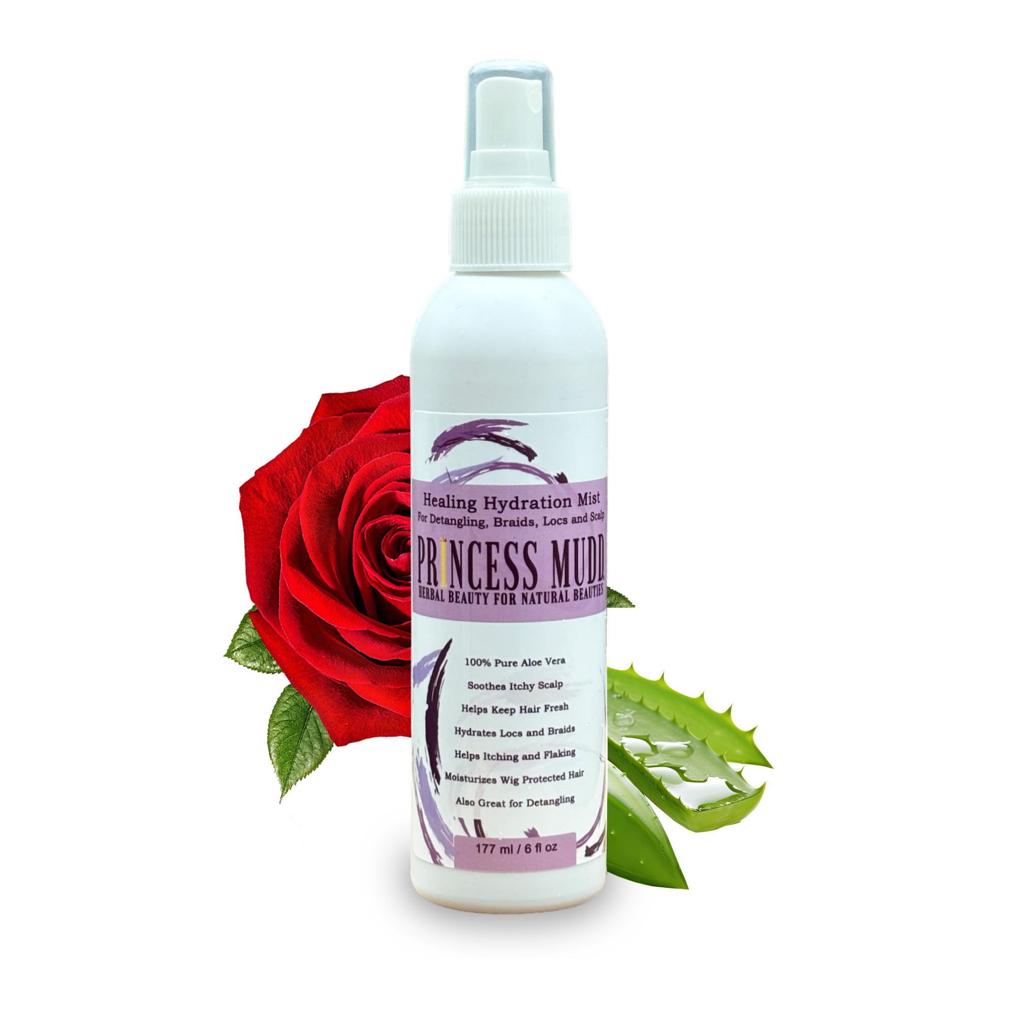Princess Mudd Prebiotic Hydrating Scalp Relief and Loc Spray | Soothes Dry, Itchy Scalp, Detangles Afro Hair, and Hydrates Braid