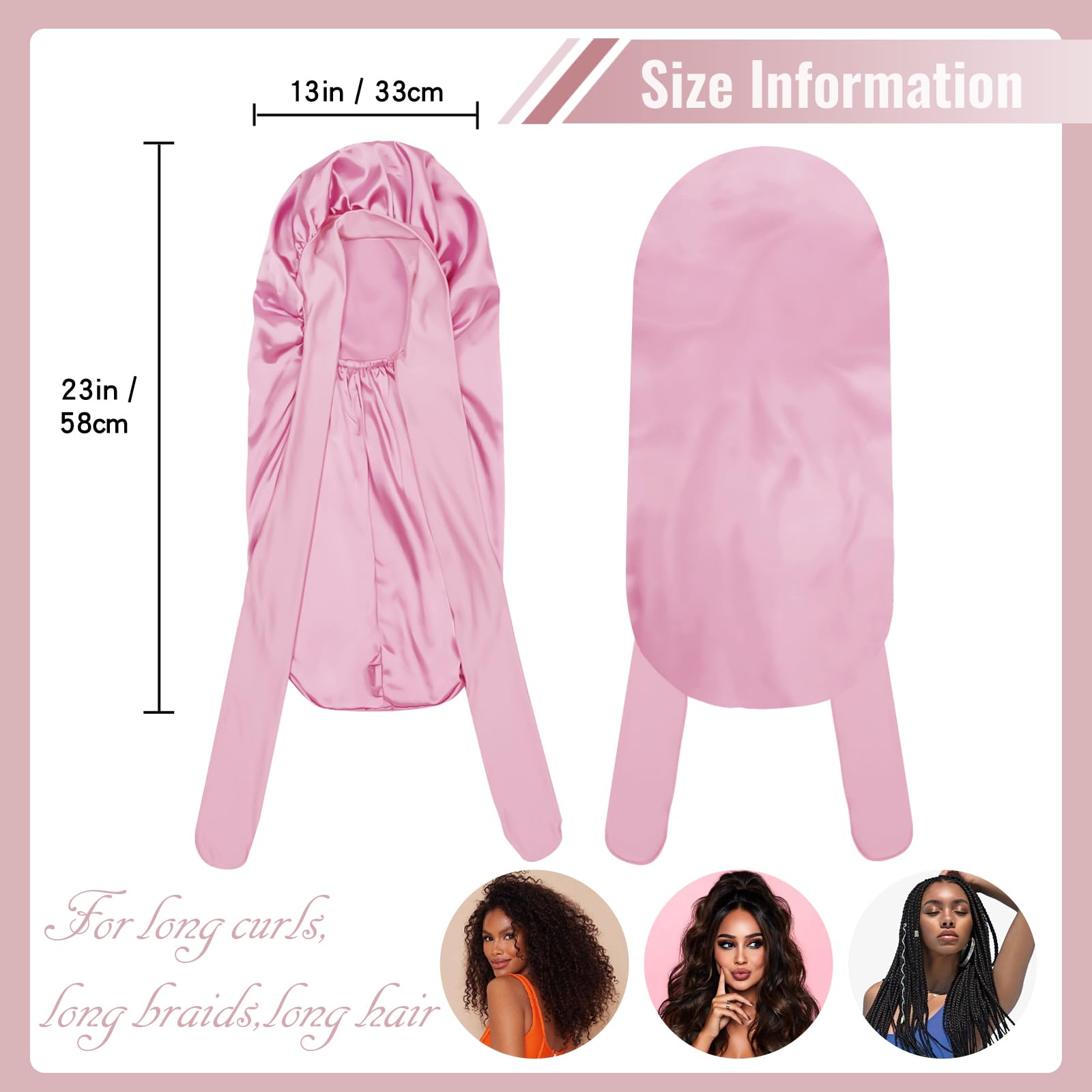 BONNET QUEEN Silk Bonnet Satin Bonnet Braid Bonnet Long Bonnet for Braids Hair Bonnet for Sleeping with Tie Band for women curly