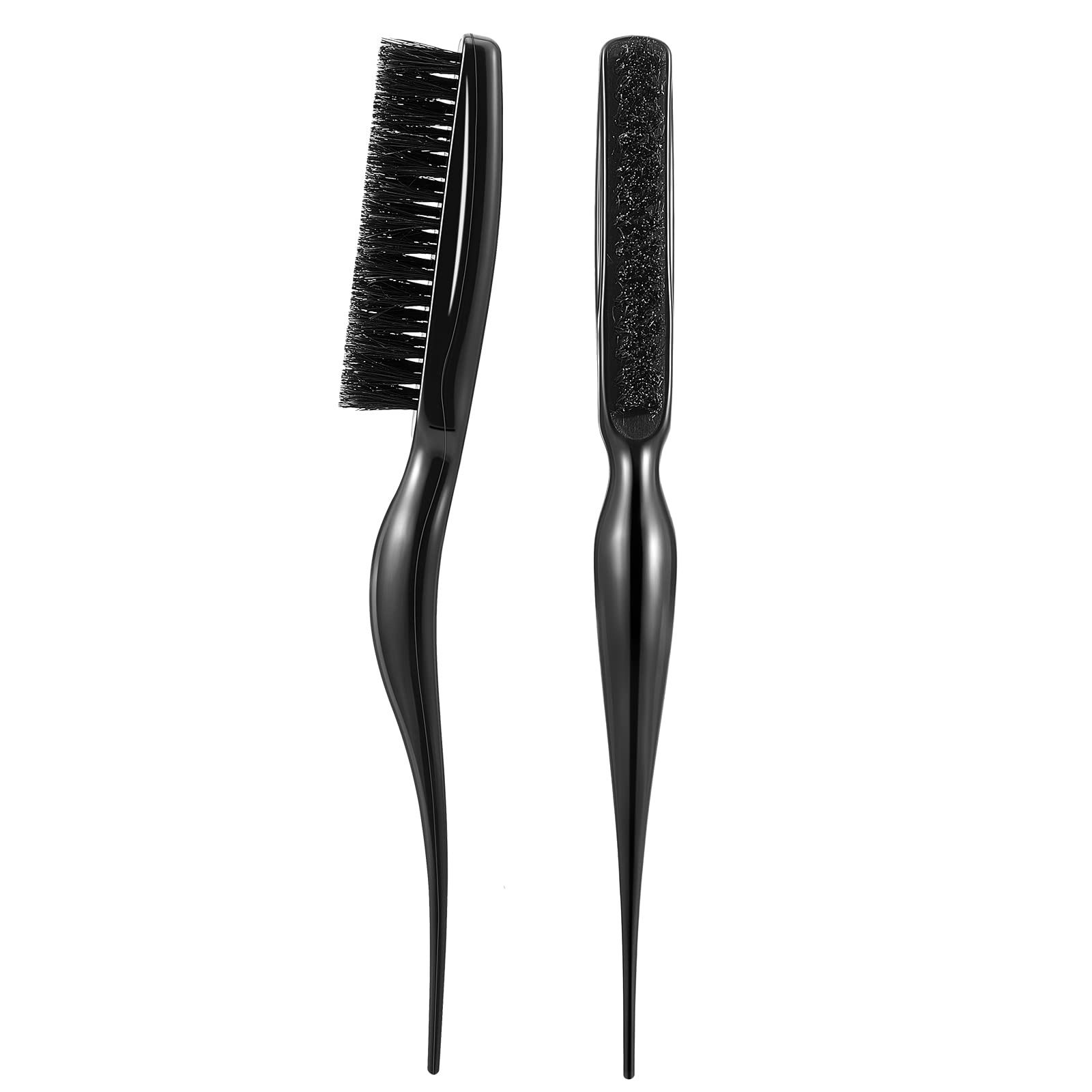 2 Pieces Boar Bristle Brush Comb Hair Teasing Brush For Women Men Salon Boar Nylon Bristle Beauty Styling Backcombing Brush (Bla