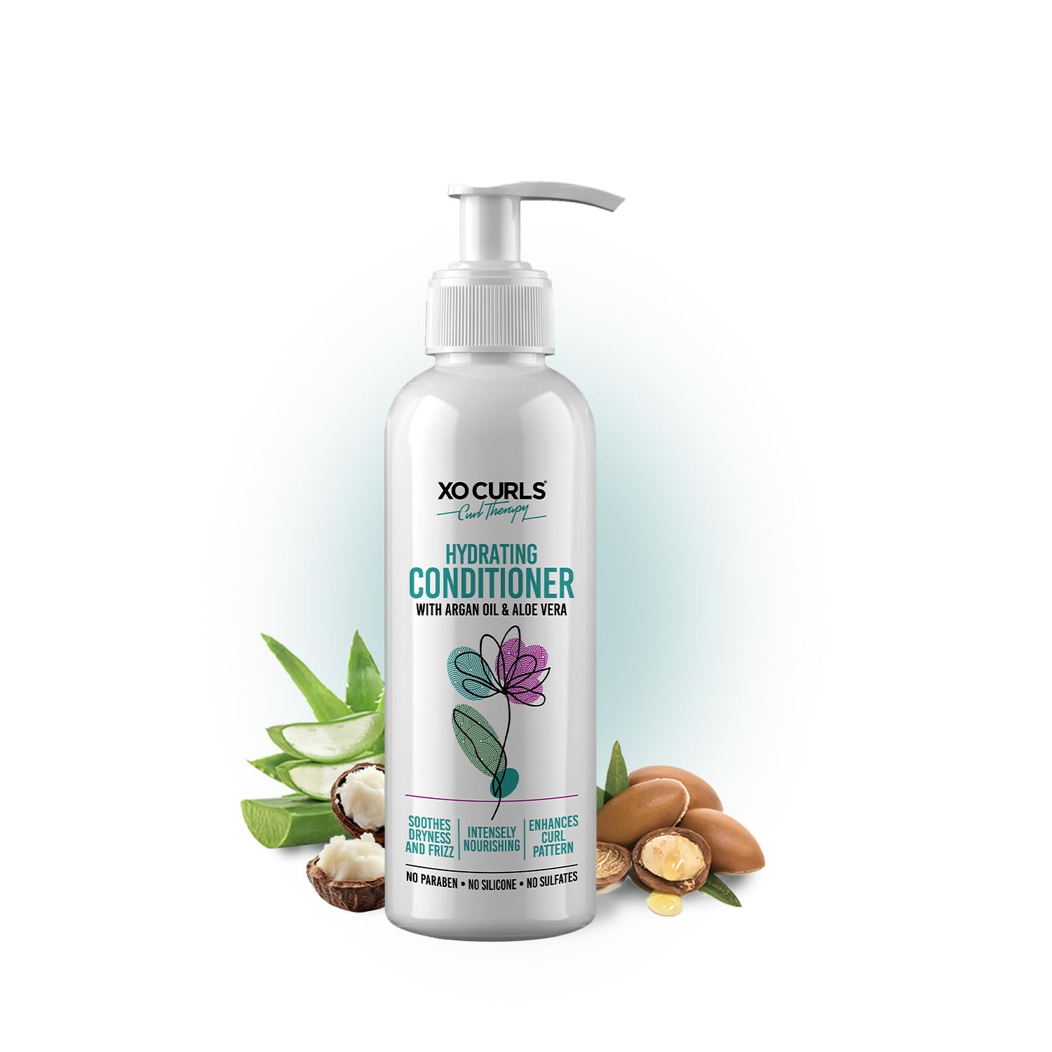 Xo Curls Intense Conditioner For Dry And Frizzy Hair, Repairs Damage, With Argan Oil & Flaxseed, Makes Curly And Wavy Hair Soft 