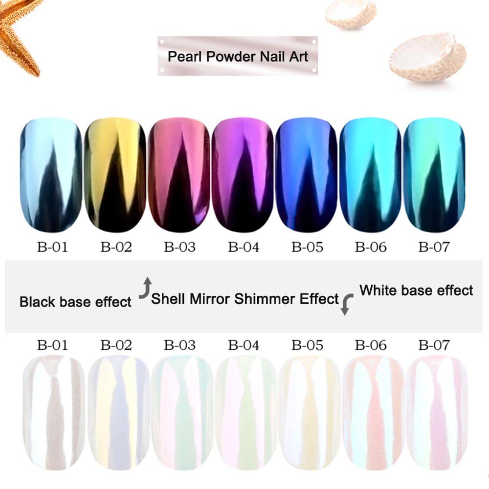7Color Chrome Nail Powder Nail Glitter Laser Pigment Dust With Sponges Nail Art Chrome Pigment Rose Gold Silver Nail Sequins Diy