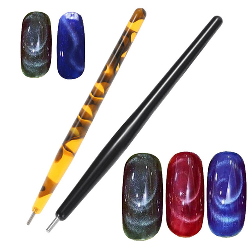 Wokoto 5Pcs Nail Magnet Tool Set With Double Head Flower Design Nail Magnet Pens And Strong Magnet Stick For Cat Eye Gel Polish