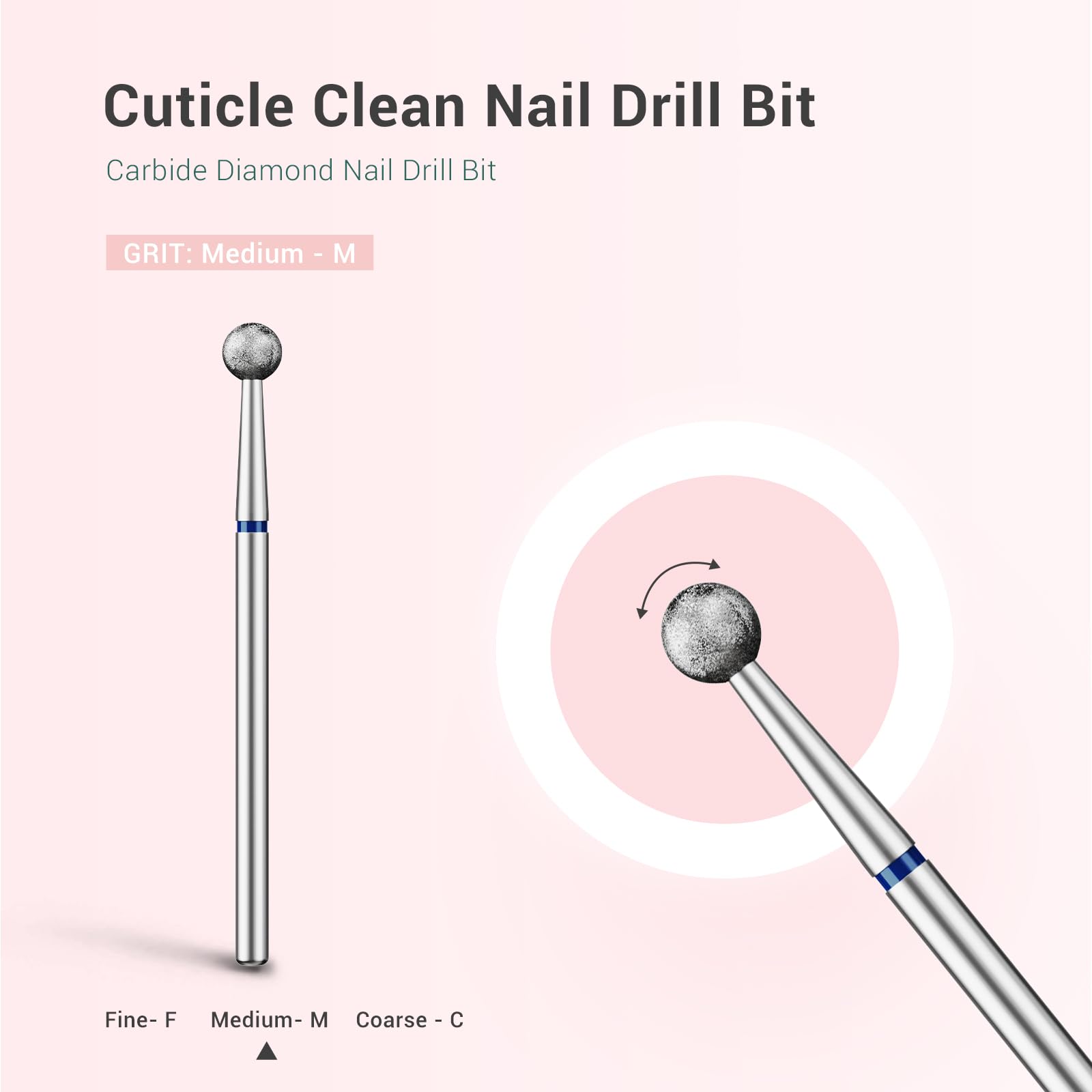 Melodysusie 4Mm Ball Shape Cuticle Clean Nail Drill Bit 3/32 ' ', Professional Safety Carbide Diamond Under Nail Cleaner For Cut