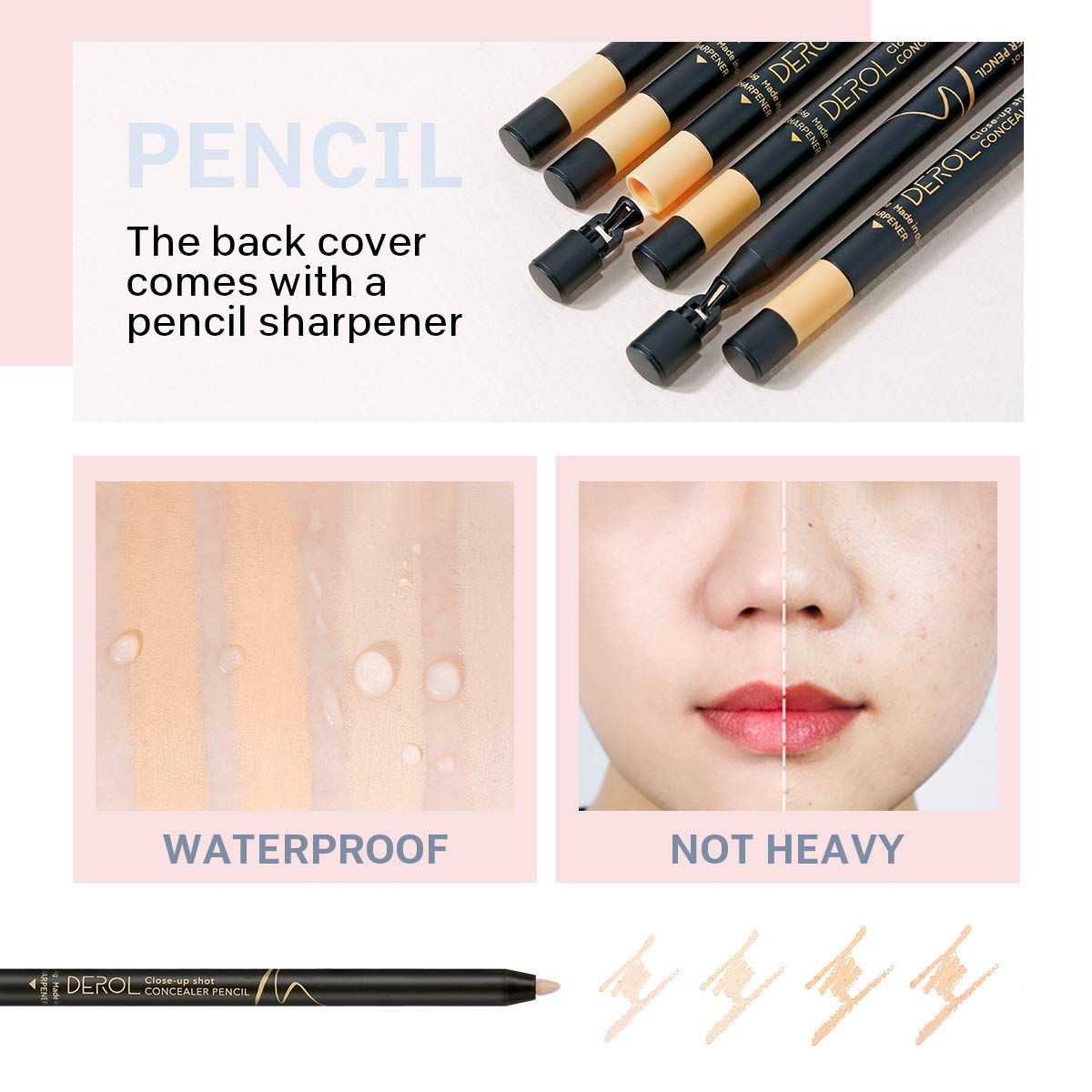 Kissio Concealer Pencil,Under Eye Concealer,Cover Acne And Freckles,Brightener,Waterproof Long-Lasting Concealer(02#Natural)