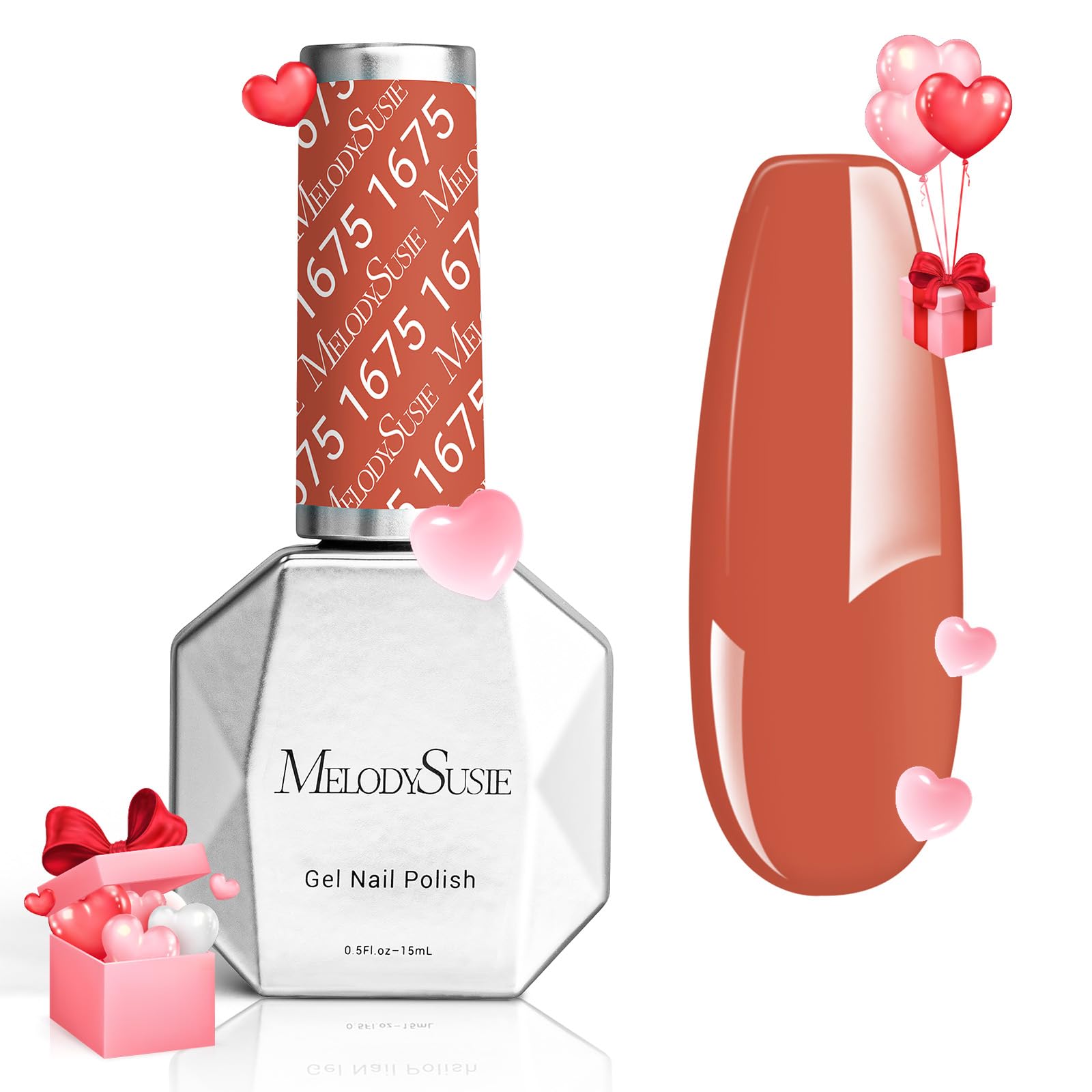 MelodySusie Thick Orange Gel Nail Polish,0.5fl oz Grapefruit Orange Nails Soak Off UV LED Light Orange Gel Polish Gift for Women