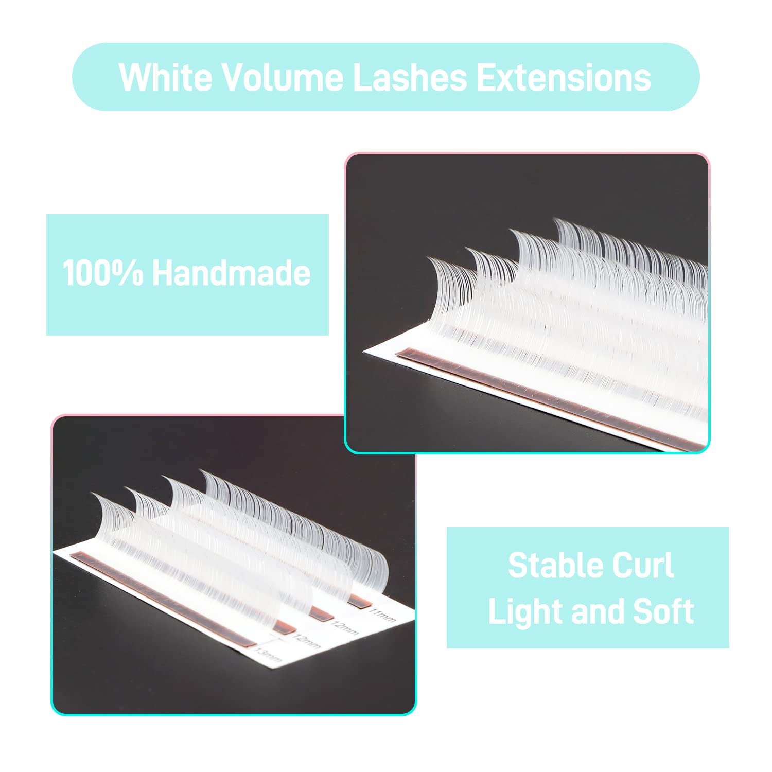 Colored Lash Extensions 0.07Mm D Curl White Individual Volume Lashes Extensions 13-20 Mix Length Color Eyelash Extensions For Sa