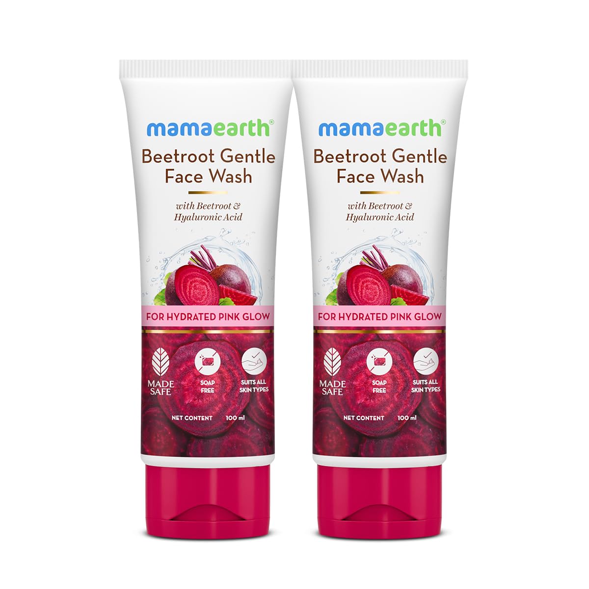 Mamaearth Beetroot Gentle Face Wash With Beetroot & Hyaluronic Acid | For Hydrated Pink Glow | Gently Cleanses, Hydrates & Sooth