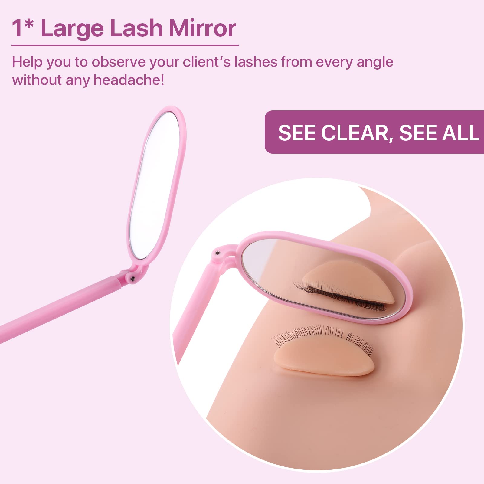 Pretty Memory 405 Pcs Lash Extension Supplies Kit - 100 Glue Rings For Eyelash Extensions,100 Eye Gel Pads, 1 Lash Mirror, 100 D