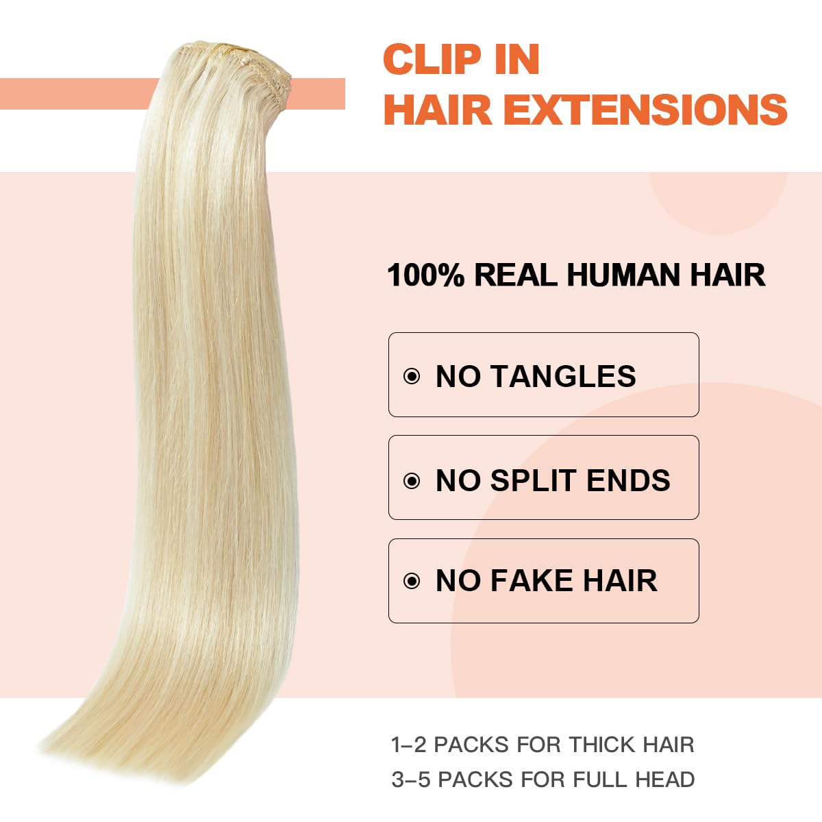 Ugotrays Clip In Hair Extensions Real Human Hair Blonde - 15 Inch 70G 7Pcs Platinum Blonde 100% Remy Human Hair Clip In Extensio