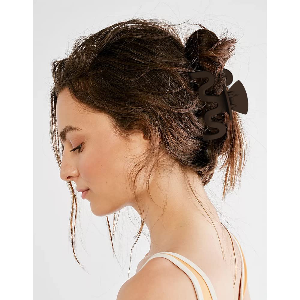 Bmobuo Hair Clips 4Pcs Wavy Neutral Hair Clips Hair Claw Clips 3.5'' Matte Hair Clips Claw Clips For Thick Hair Clips For Thin H