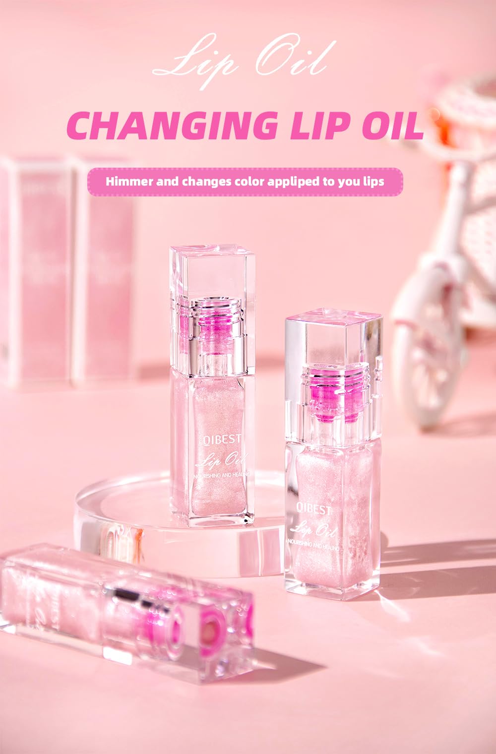 2PCS Cosmetics Color Changing Lip Oil V2, Magic Color Changing Lip Oil Cosmetics, Plumping Lip Oil Moisturizing Lip Gloss, Long