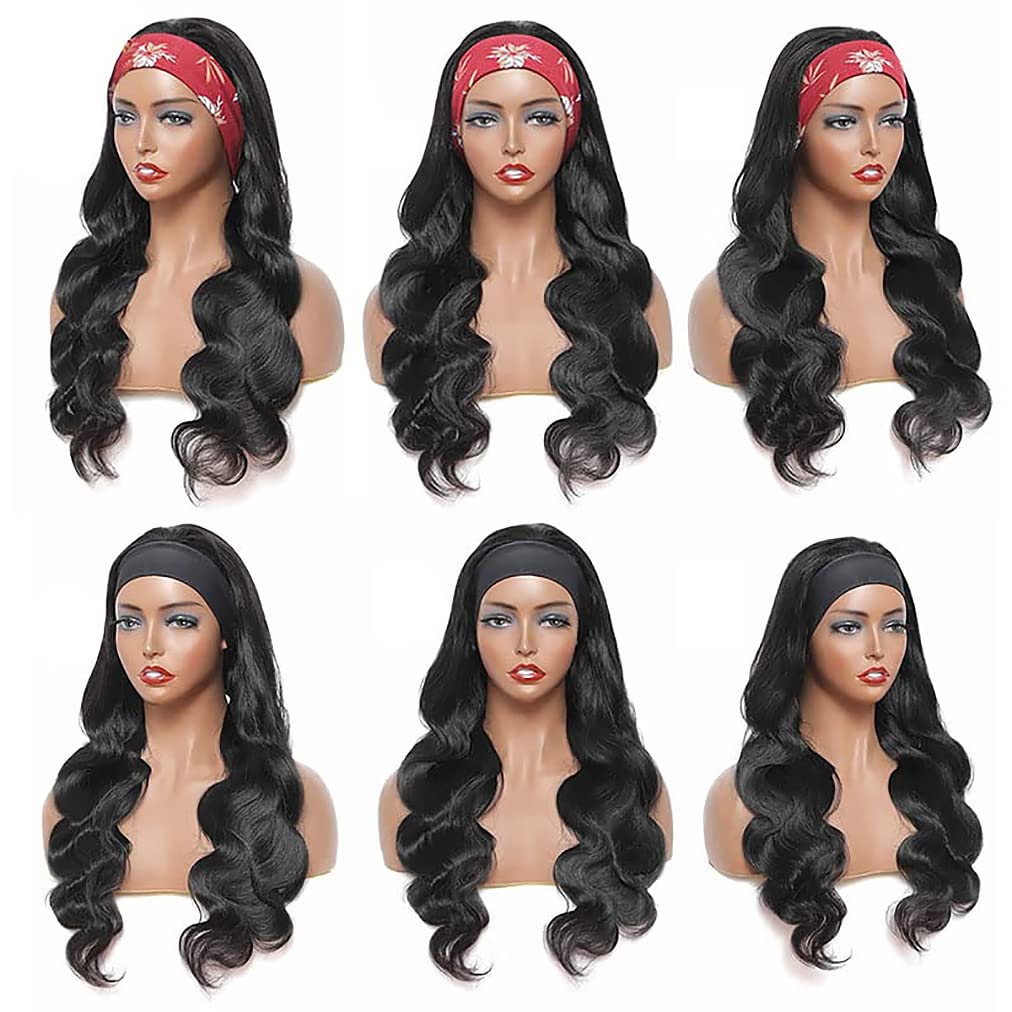 higher Body Wave Headband Human Hair Wig 26 Inch Glueless None Lace Front Wig Brazilian Virgin Hair Wear and Go Wigs for Black W