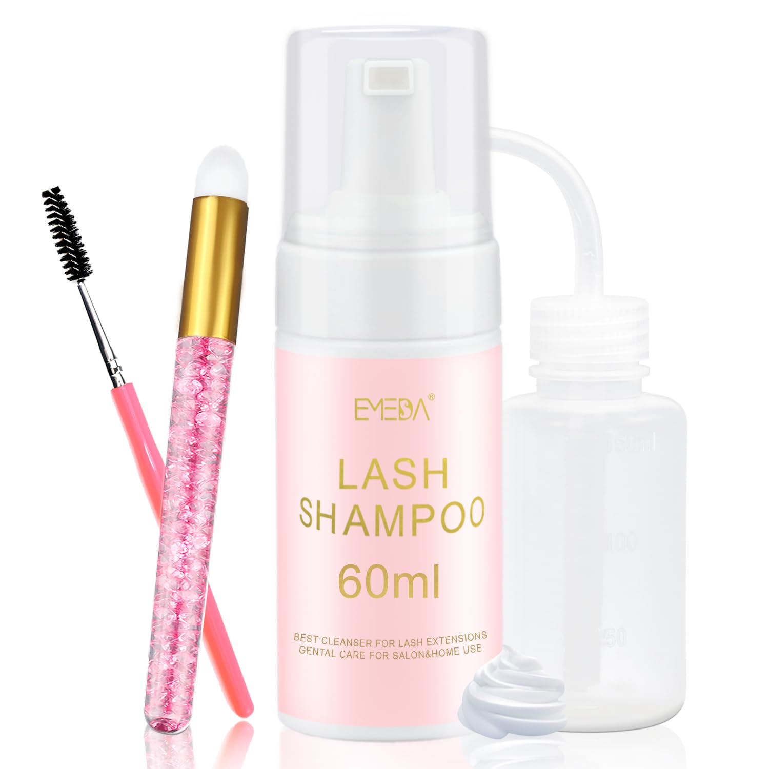 Emeda Lash Shampoo For Lash Extensions 60Ml / 2 Fl.Oz Eyelash Extension Cleanser Oil Free Foam Soap Lash Bath For Cluster Lashes