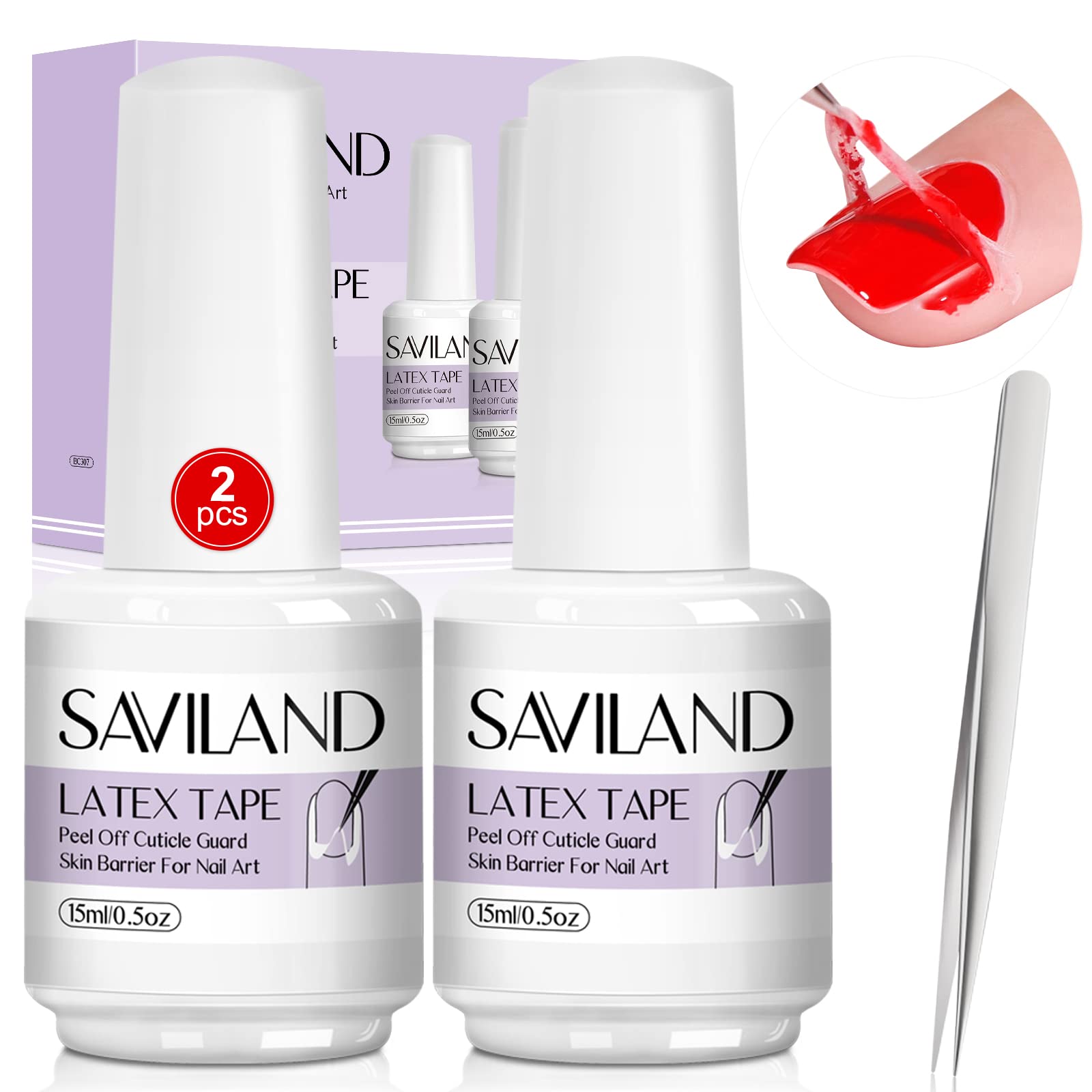 Saviland Liquid Latex For Nails, 30Ml Upgraded Antifreeze Latex Nail Polish Barrier Peel Off - Latex Tape Peel Off For Nails Cut