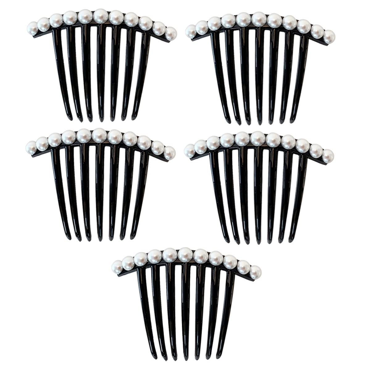 FRCOLOR 5Pcs Teeth Hair Side Combs Pearl Hair Combs Teeth Bun Slide Hairpins Hair Barrettes Hair Holder Accessories for Women Gi