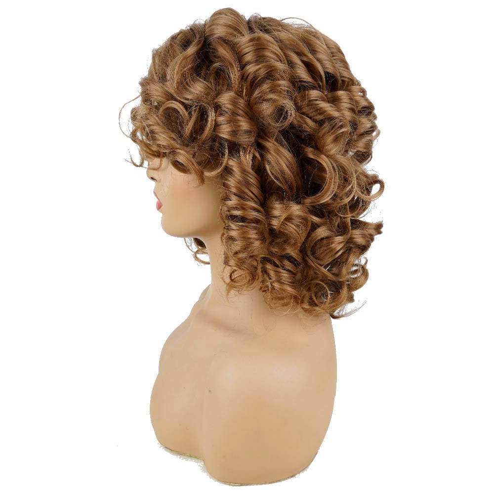 Aidusa Afro Curly Wigs With Bangs Big Blonde Wigs For Black Women Light Brown Short Wigs Black Synthetic Hair Natural Wigs (#30