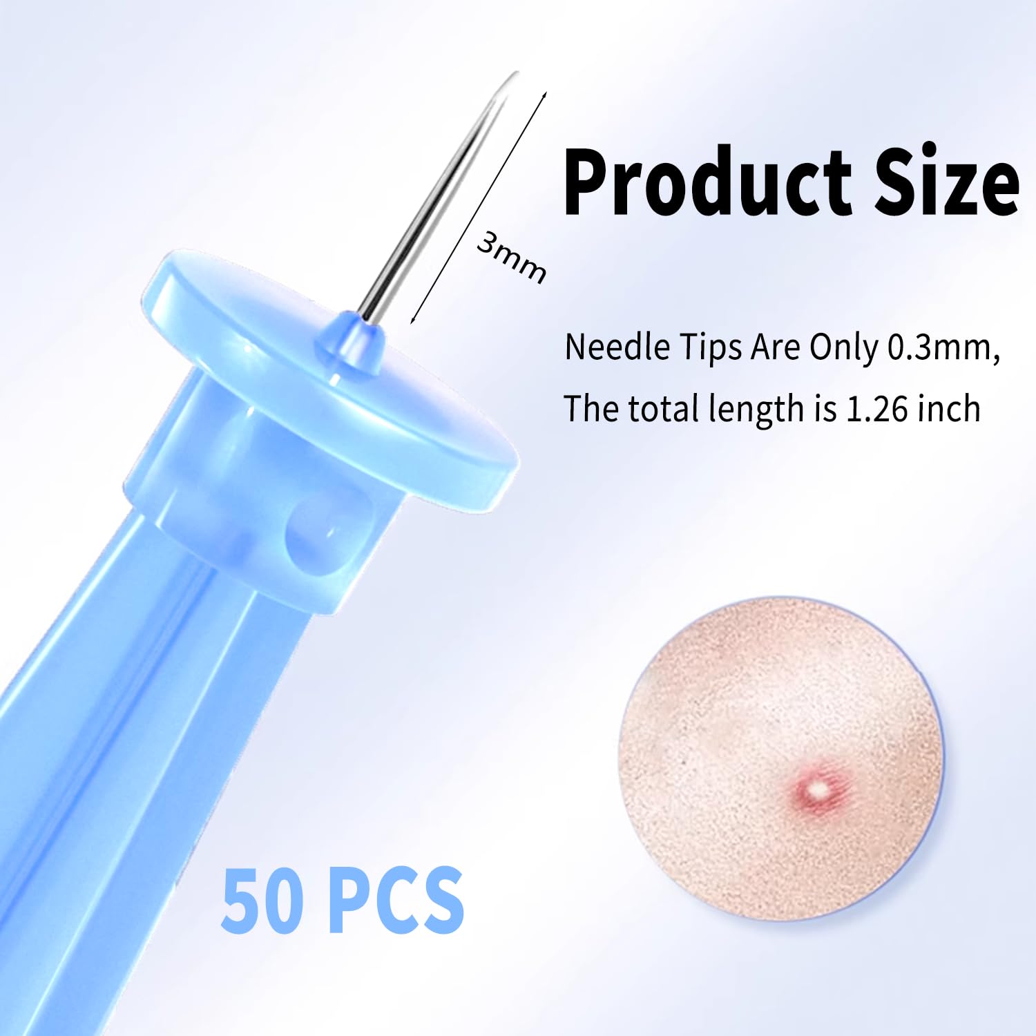 50 Pack Disposable Blackhead Remover Needles & Pimple Popper Tool Kit - Professional Acne Extractor Lancets for Whitehead, Comed