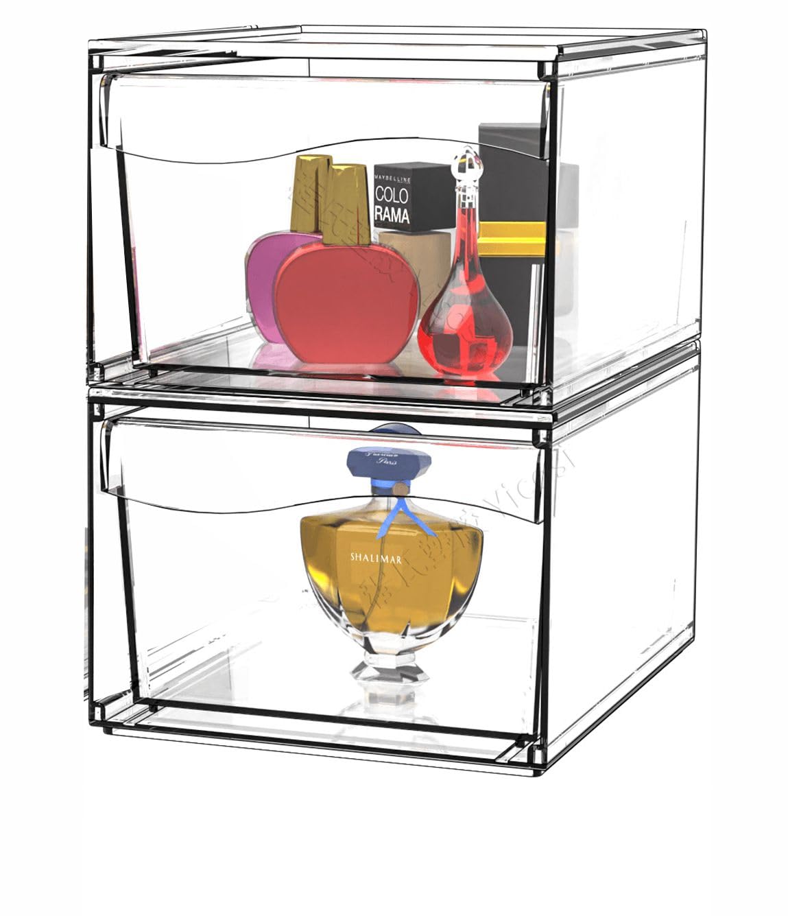 Cq Acrylic 2 Pack Clear Stackable Storage Drawers, 4.5'' Tall Acrylic Organizers,Plastic Storage Bins With Drawers For Vanity, U