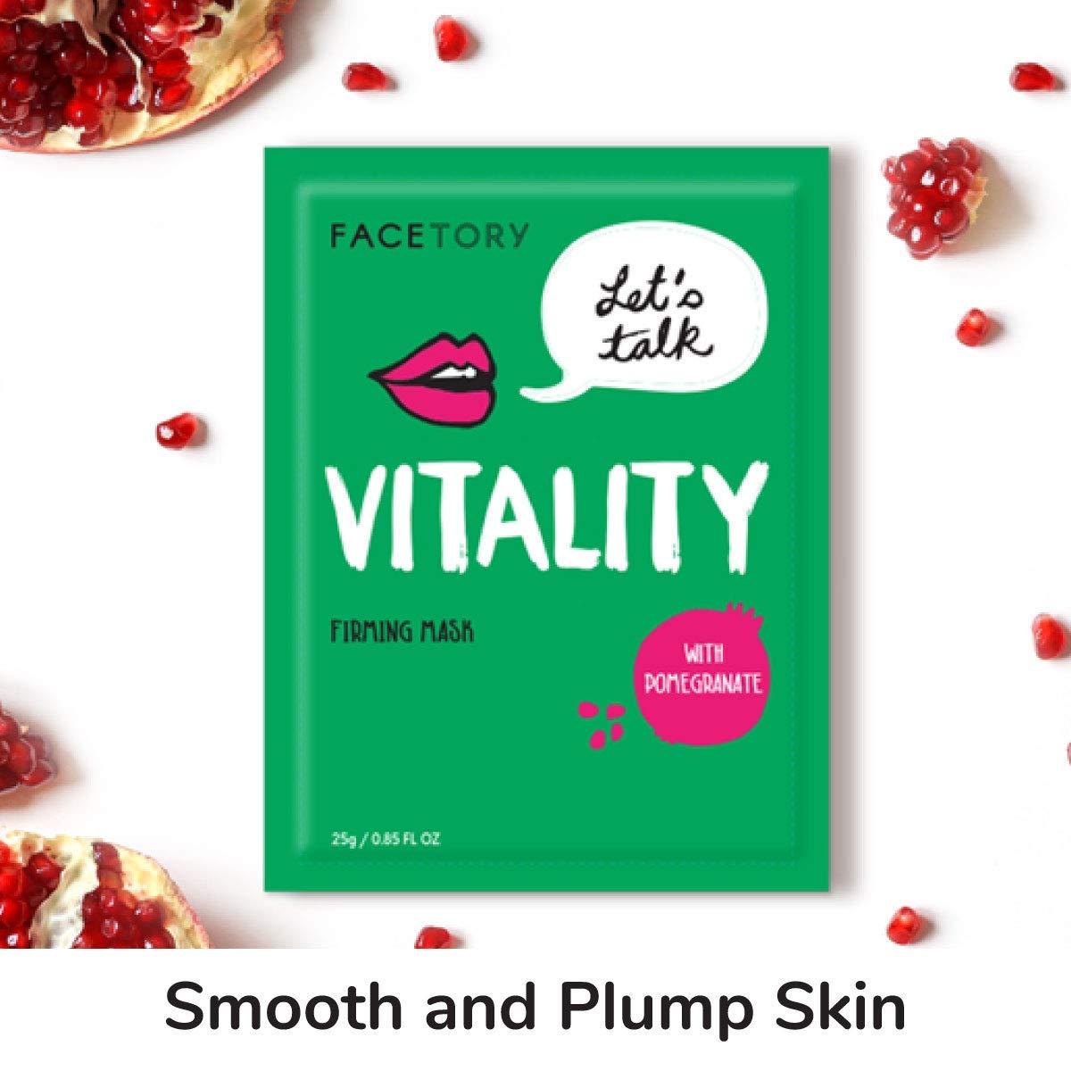FAcETORY Lets Talk, Vitality Pomegranate Antioxidant Firming Mask - Lifting, Firming, and Hydrating (Pack of 5)