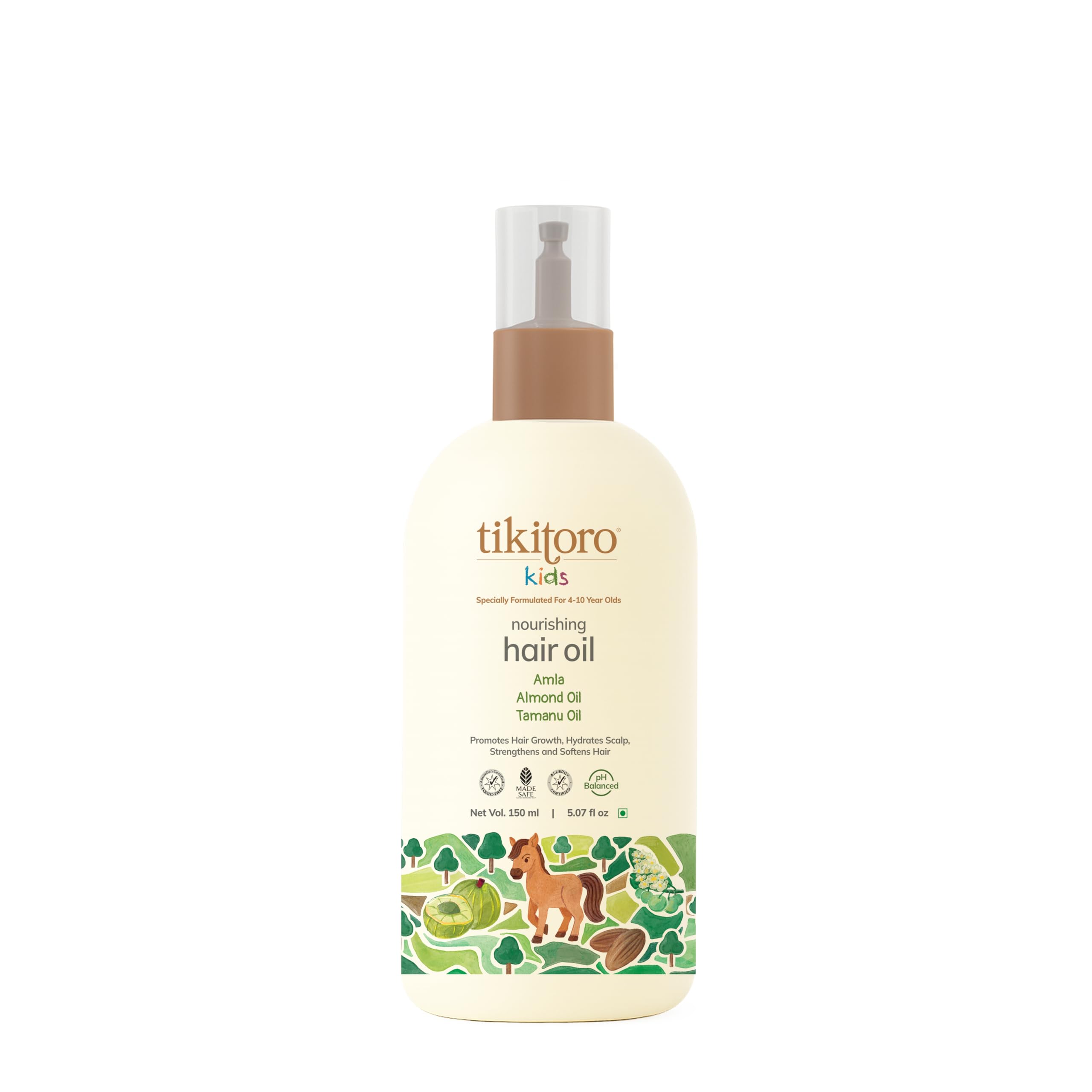 Tikitoro Kids Nourishing Hair Oil Pack Of 2, 100% Vegan With Bringha, Tamanu, Amla, Olive, Aloe & Argan Oil, Promotes Hair Growt